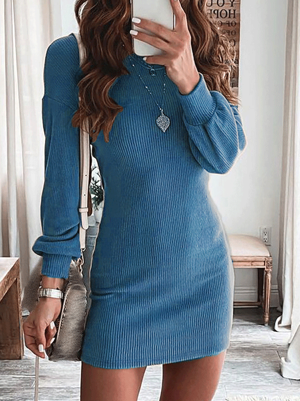 Women's Dresses Solid Open Back Long Sleeve Mini Dress - Mini Dresses - INS | Online Fashion Free Shipping Clothing, Dresses, Tops, Shoes - 20-30 - 21/10/2021 - color-black