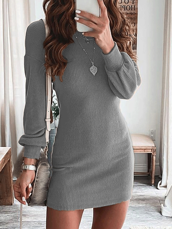 Women's Dresses Solid Open Back Long Sleeve Mini Dress - Mini Dresses - INS | Online Fashion Free Shipping Clothing, Dresses, Tops, Shoes - 20-30 - 21/10/2021 - color-black