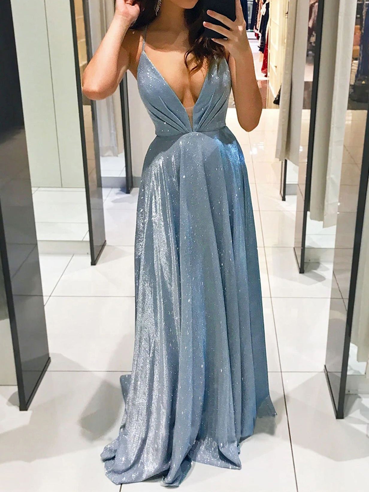 Women's Dresses Sparkling Deep V Neck Strap Bare Back Dress - Maxi Dresses - Instastyled | Online Fashion Free Shipping Clothing, Dresses, Tops, Shoes - 20/01/2022 - 40-50 - color-apricot