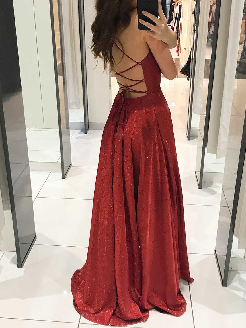 Women's Dresses Sparkling Deep V Neck Strap Bare Back Dress - Maxi Dresses - Instastyled | Online Fashion Free Shipping Clothing, Dresses, Tops, Shoes - 20/01/2022 - 40-50 - color-apricot