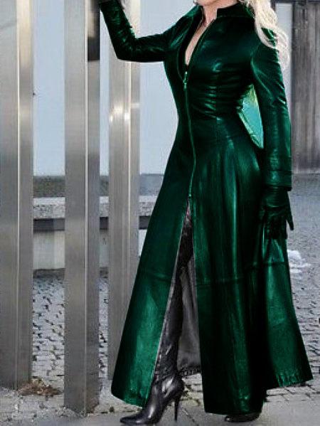 Women's Dresses Stand Collar Zipper Long Sleeve Leather Dress - Maxi Dresses - INS | Online Fashion Free Shipping Clothing, Dresses, Tops, Shoes - 20/10/2021 - color-black - color-blue