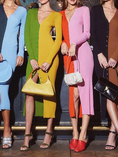 Women's Dresses Temperament Color Matching Button Long Sleeve Dress - Midi Dresses - INS | Online Fashion Free Shipping Clothing, Dresses, Tops, Shoes - 11/10/2021 - 20-30 - color-black