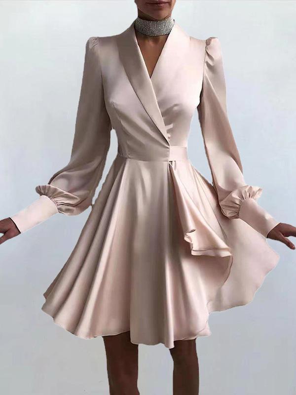 Women's Dresses V-Neck Lantern Long Sleeve Dress - Mini Dresses - Instastyled | Online Fashion Free Shipping Clothing, Dresses, Tops, Shoes - 10/12/2021 - 40-50 - color-black