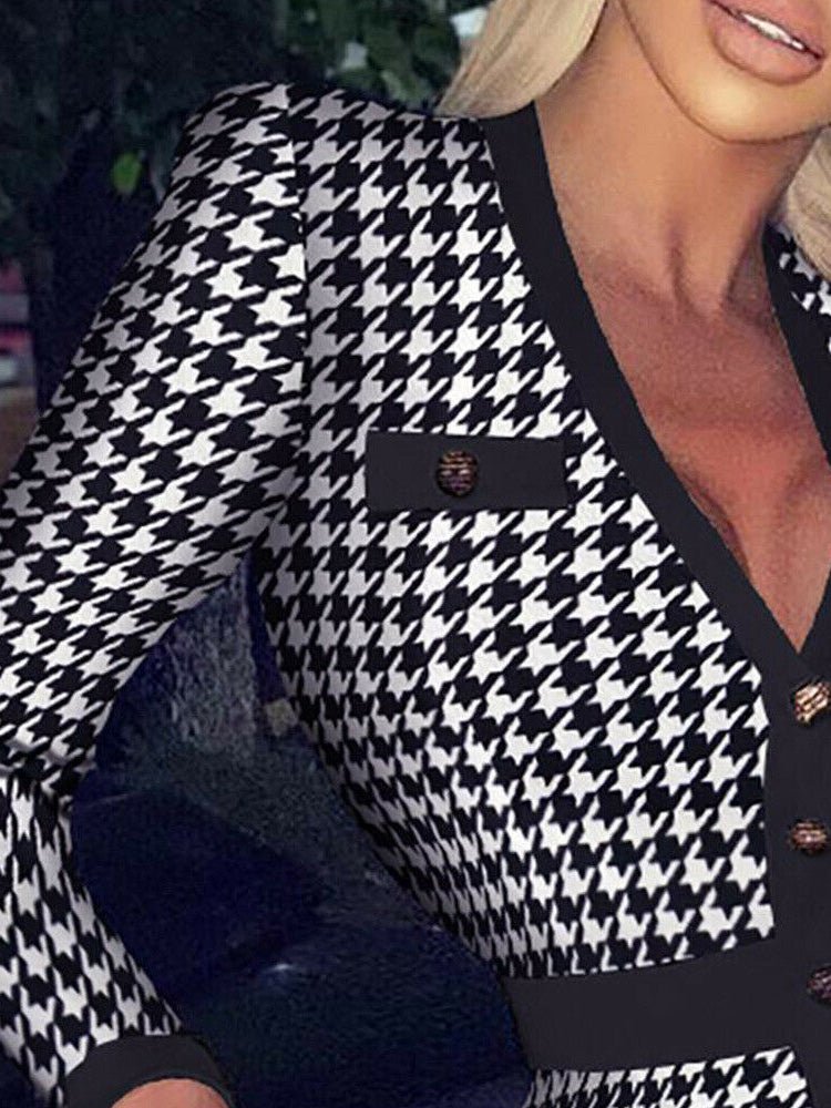 Women's Dresses V-Neck Long Sleeve Button Vintage Dress - Midi Dresses - Instastyled | Online Fashion Free Shipping Clothing, Dresses, Tops, Shoes - 11/02/2022 - 30-40 - color-black