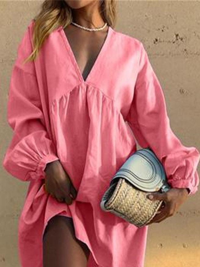 Women's Dresses V-Neck Long Sleeve Casual Dress - Mini Dresses - INS | Online Fashion Free Shipping Clothing, Dresses, Tops, Shoes - 20-30 - 21/08/2021 - Category_Mini Dresses