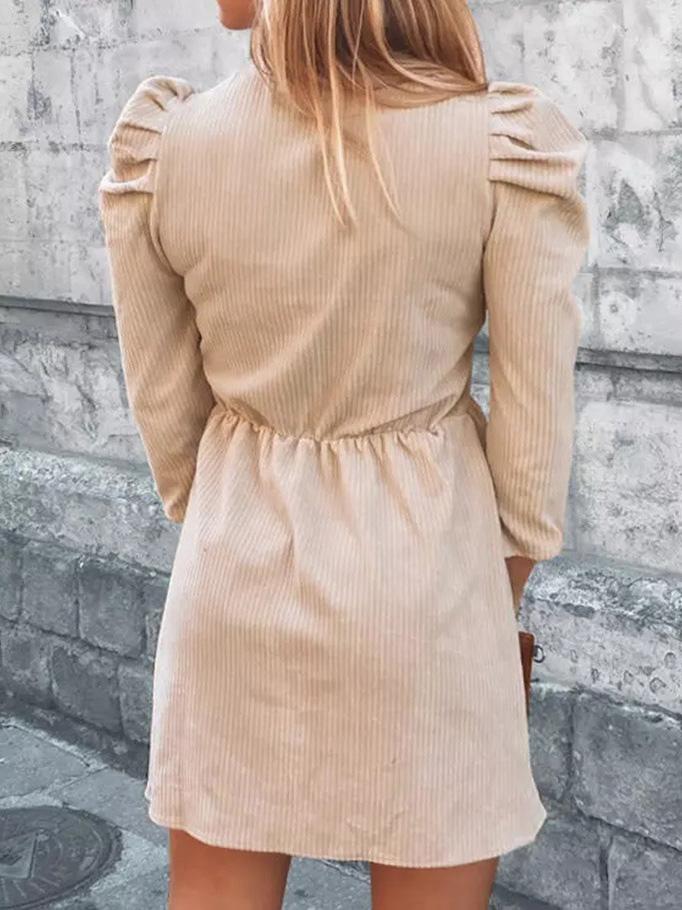 Women's Dresses V-Neck Long Sleeve Ruffle Dress - Mini Dresses - INS | Online Fashion Free Shipping Clothing, Dresses, Tops, Shoes - 20-30 - 20/08/2021 - Category_Mini Dresses