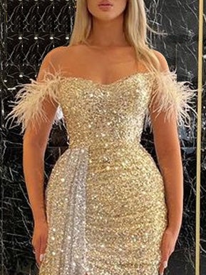 Women's Dresses V-Neck Shiny Diamond Irregular Split Evening Dress - Maxi Dresses - Instastyled | Online Fashion Free Shipping Clothing, Dresses, Tops, Shoes - 06/01/2022 - color-gold - Color_Gold