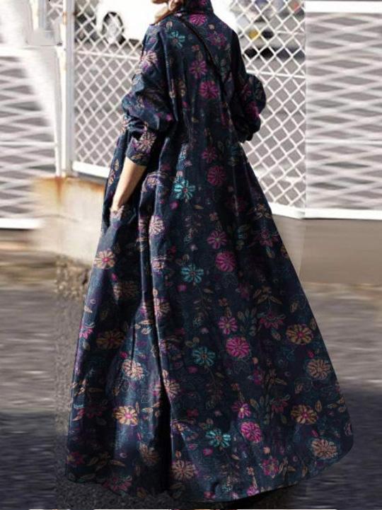Women's Dresses Vintage Print Pullover Long Sleeve Maxi Dress - Maxi Dresses - INS | Online Fashion Free Shipping Clothing, Dresses, Tops, Shoes - 30-40 - 30/08/2021 - Category_Maxi Dresses