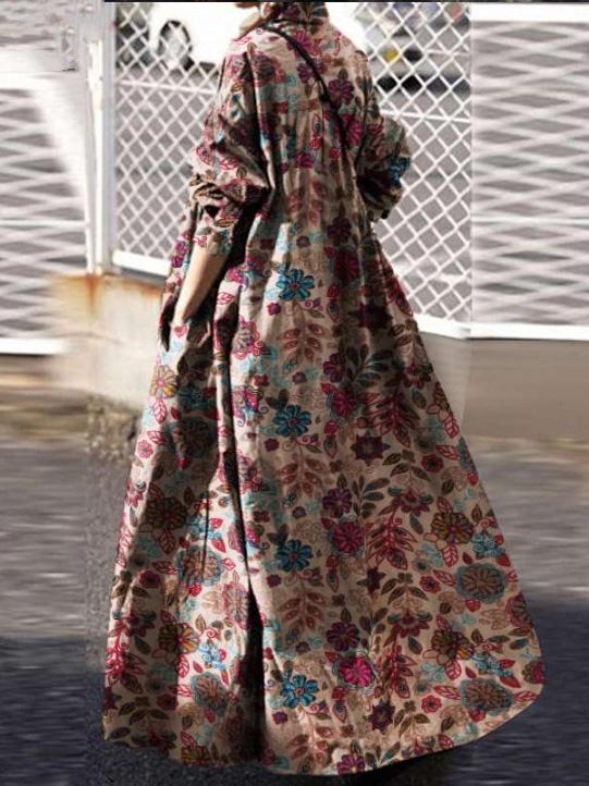 Women's Dresses Vintage Print Pullover Long Sleeve Maxi Dress - Maxi Dresses - INS | Online Fashion Free Shipping Clothing, Dresses, Tops, Shoes - 30-40 - 30/08/2021 - Category_Maxi Dresses