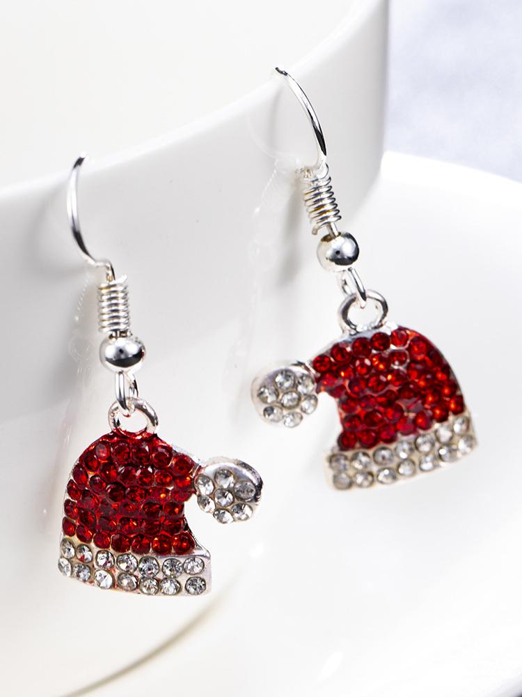 Women's Earrings Diamond Christmas Hat Cute Earrings - Earrings - INS | Online Fashion Free Shipping Clothing, Dresses, Tops, Shoes - 16/11/2021 - Accs & Jewelry - color-red