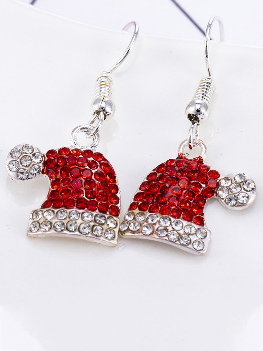 Women's Earrings Diamond Christmas Hat Cute Earrings - Earrings - INS | Online Fashion Free Shipping Clothing, Dresses, Tops, Shoes - 16/11/2021 - Accs & Jewelry - color-red