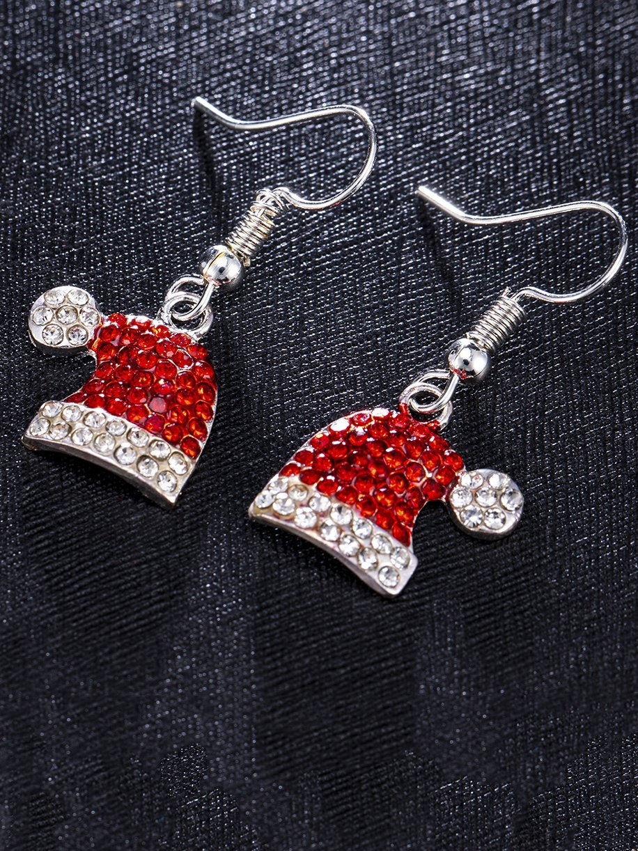 Women's Earrings Diamond Christmas Hat Cute Earrings - Earrings - INS | Online Fashion Free Shipping Clothing, Dresses, Tops, Shoes - 16/11/2021 - Accs & Jewelry - color-red