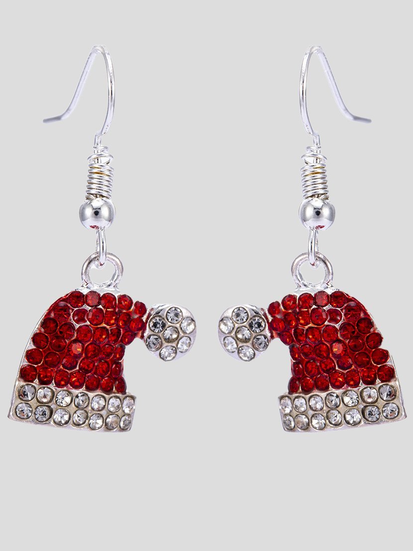 Women's Earrings Diamond Christmas Hat Cute Earrings - Earrings - INS | Online Fashion Free Shipping Clothing, Dresses, Tops, Shoes - 16/11/2021 - Accs & Jewelry - color-red