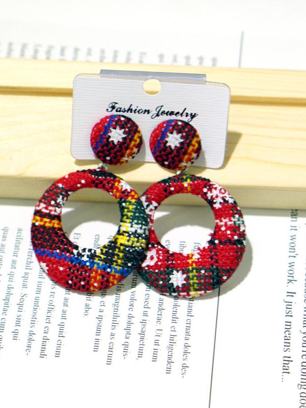 Women's Earrings Fashion Christmas Geometric Round Plaid Earrings - Earrings - INS | Online Fashion Free Shipping Clothing, Dresses, Tops, Shoes - 16/11/2021 - Accs & Jewelry - color-blue