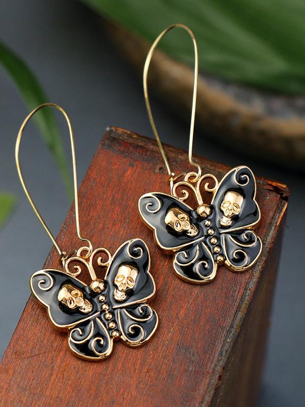 Women's Earrings Halloween Funny Butterfly Skull Earrings - Earrings - INS | Online Fashion Free Shipping Clothing, Dresses, Tops, Shoes - 07/09/2021 - Accs & Jewelry - color-black_gold