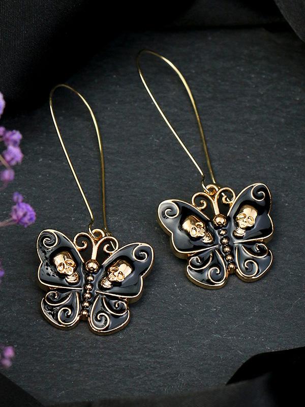 Women's Earrings Halloween Funny Butterfly Skull Earrings - Earrings - INS | Online Fashion Free Shipping Clothing, Dresses, Tops, Shoes - 07/09/2021 - Accs & Jewelry - color-black_gold
