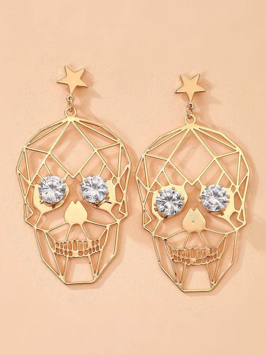 Women's Earrings Halloween Golden Skull Face Earrings - Earrings - INS | Online Fashion Free Shipping Clothing, Dresses, Tops, Shoes - 07/09/2021 - All Accs & Jewelry - color-gold
