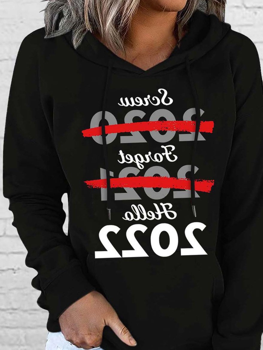 Women's Hoodies 2022 Printed Pocket Drawstring Long Sleeve Hoodie - Hoodies - Instastyled | Online Fashion Free Shipping Clothing, Dresses, Tops, Shoes - 08/12/2021 - 10-20 - color-black