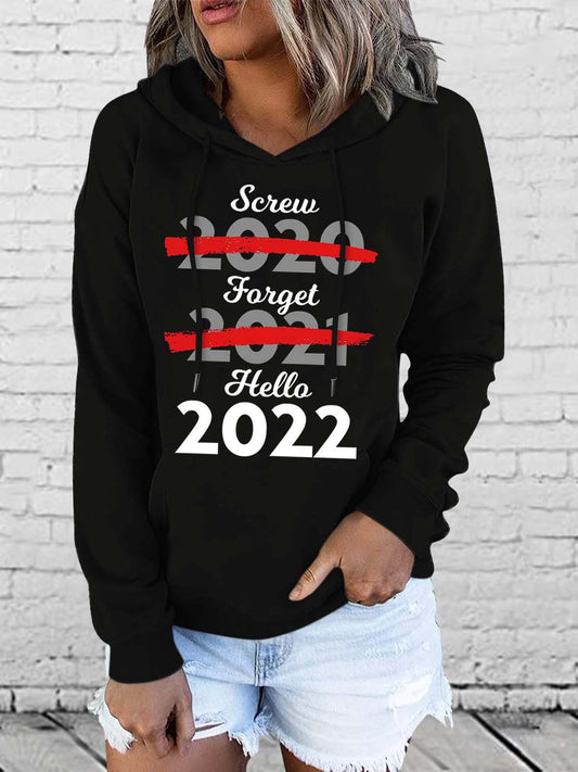 Women's Hoodies 2022 Printed Pocket Drawstring Long Sleeve Hoodie - Hoodies - Instastyled | Online Fashion Free Shipping Clothing, Dresses, Tops, Shoes - 08/12/2021 - 10-20 - color-black