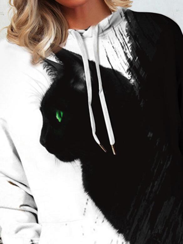 Women's Hoodies Black Cat Print Pocket Long Sleeve Hoodie - Hoodies - INS | Online Fashion Free Shipping Clothing, Dresses, Tops, Shoes - 13/09/2021 - 20-30 - Category_Hoodies