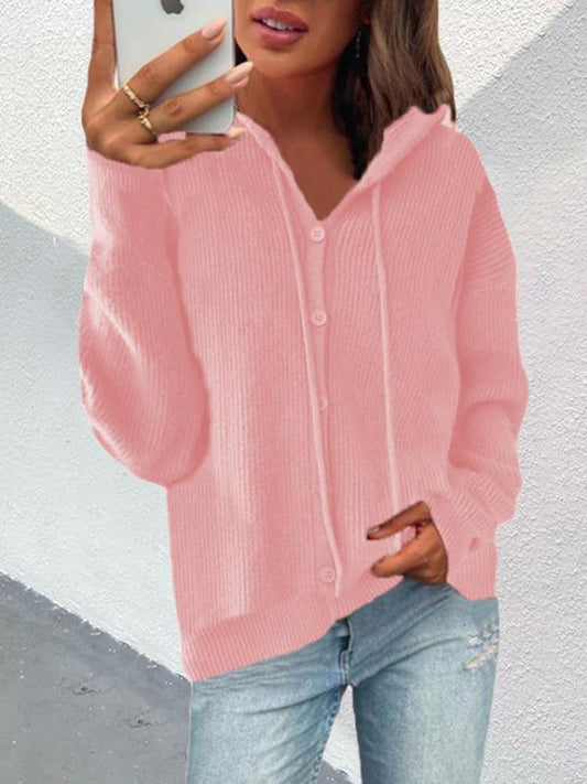 Women's Hoodies Button Long Sleeve Drawstring Sweater Hoodie - Hoodies - INS | Online Fashion Free Shipping Clothing, Dresses, Tops, Shoes - 17/09/2021 - 20-30 - Category_Hoodies