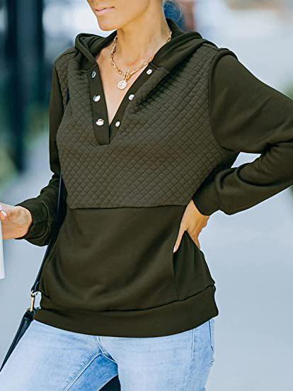 Women's Hoodies Button Pocket Long Sleeve Pullover Hoodie - Hoodies - INS | Online Fashion Free Shipping Clothing, Dresses, Tops, Shoes - 17/11/2021 - 30-40 - color-black