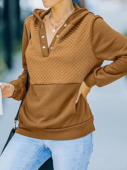 Women's Hoodies Button Pocket Long Sleeve Pullover Hoodie - Hoodies - INS | Online Fashion Free Shipping Clothing, Dresses, Tops, Shoes - 17/11/2021 - 30-40 - color-black