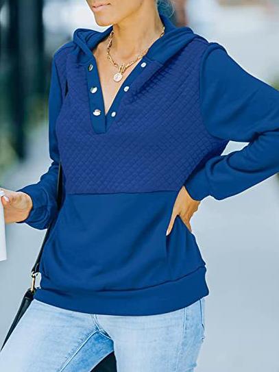 Women's Hoodies Button Pocket Long Sleeve Pullover Hoodie - Hoodies - INS | Online Fashion Free Shipping Clothing, Dresses, Tops, Shoes - 17/11/2021 - 30-40 - color-black