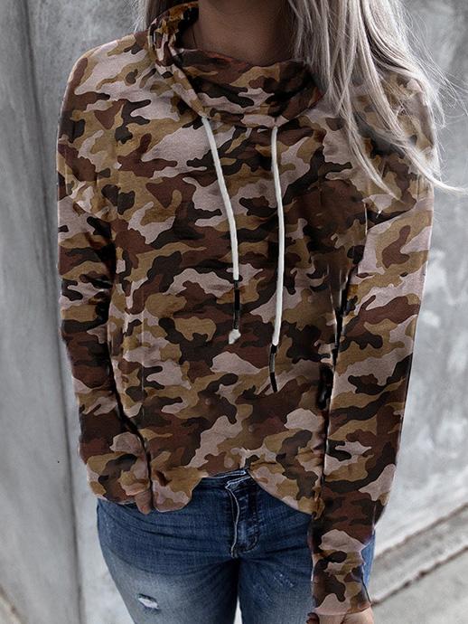 Women's Hoodies Casual Camouflage Print Long Sleeve Hoodie - Hoodies - Instastyled | Online Fashion Free Shipping Clothing, Dresses, Tops, Shoes - 13/12/2021 - 20-30 - color-brown