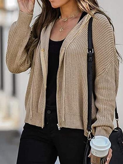 Women's Hoodies Casual Drawstring Zipper Sweater Cardigan Hoodie - Hoodies - INS | Online Fashion Free Shipping Clothing, Dresses, Tops, Shoes - 18/09/2021 - 30-40 - Category_Hoodies