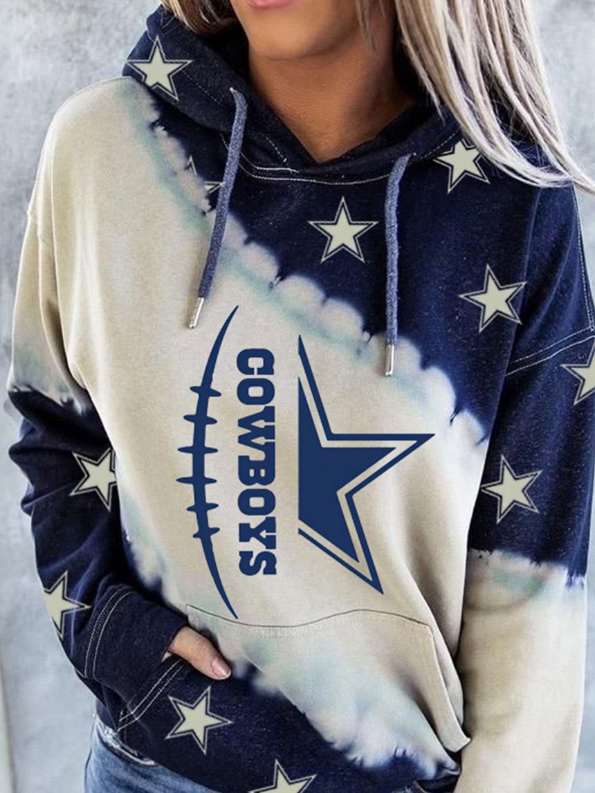 Women's Hoodies Contrast Star Print Pocket Long Sleeve Hoodie - Hoodies - Instastyled | Online Fashion Free Shipping Clothing, Dresses, Tops, Shoes - 14/12/2021 - 20-30 - color-blue