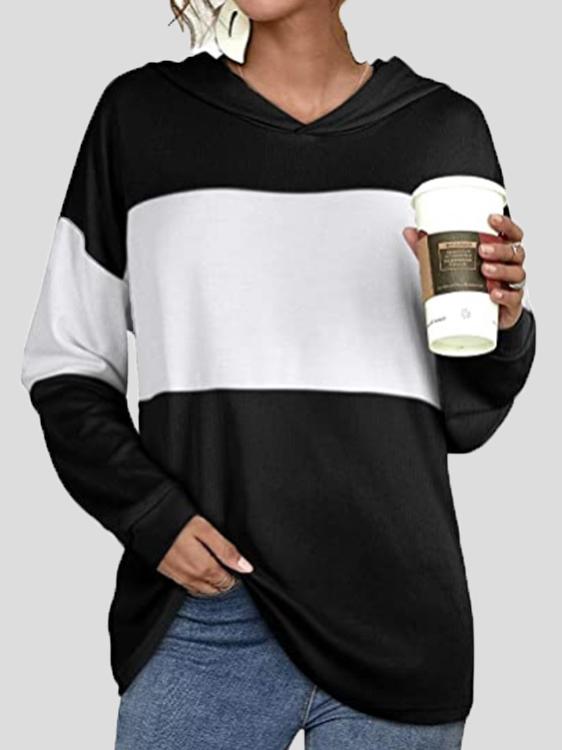 Women's Hoodies Contrasting Long Sleeve Casual Hoodie - Hoodies - INS | Online Fashion Free Shipping Clothing, Dresses, Tops, Shoes - 06/11/2021 - 20-30 - color-black
