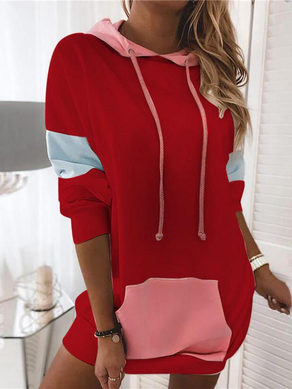 Women's Hoodies Contrasting Panel Long Sleeve Hoodie - Hoodies - INS | Online Fashion Free Shipping Clothing, Dresses, Tops, Shoes - 09/08/2021 - 20-30 - Category_Hoodies