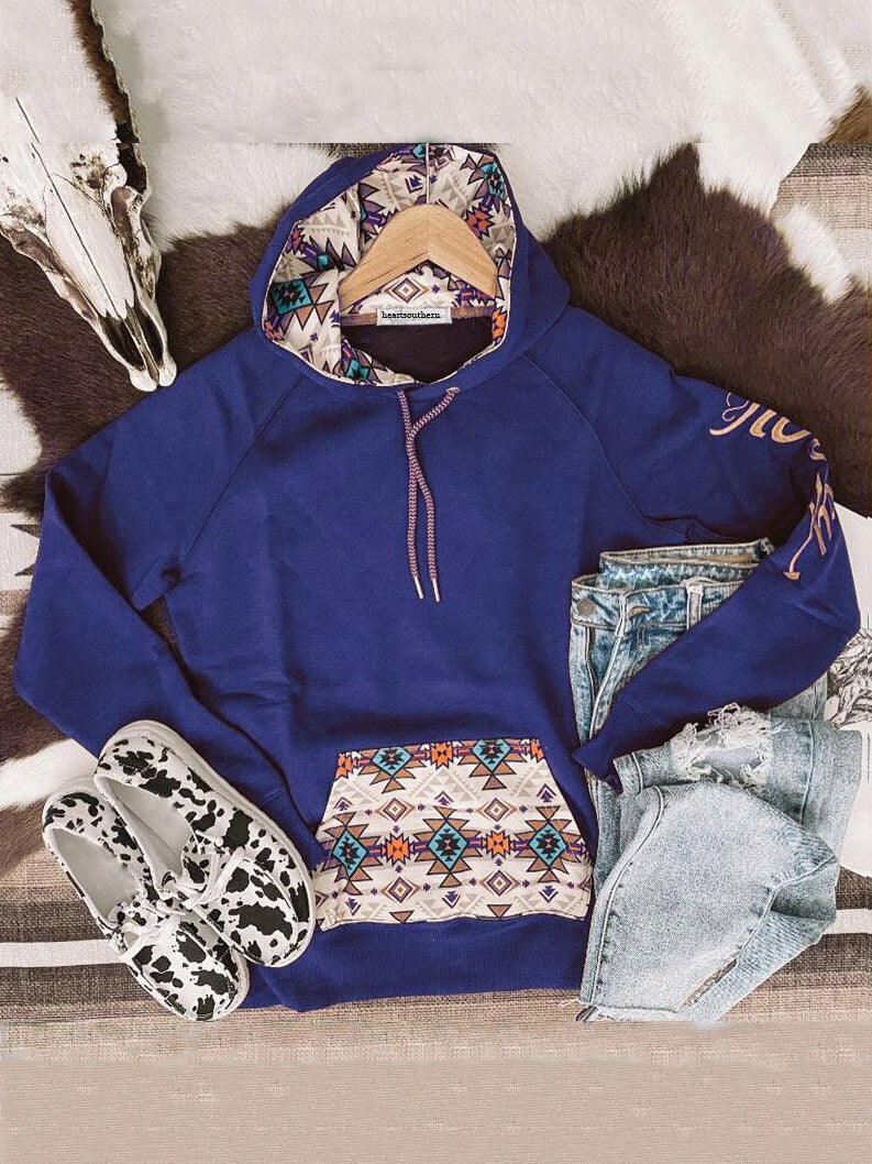 Women's Hoodies Geometric Print Pocket Long Sleeve Hoodie - Hoodies - Instastyled | Online Fashion Free Shipping Clothing, Dresses, Tops, Shoes - 05/01/2022 - 40-50 - color-black