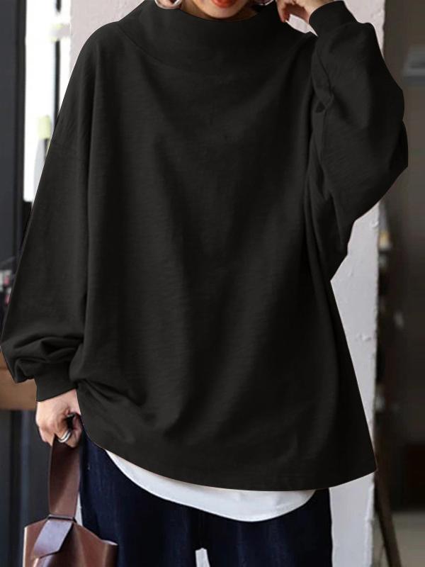 Women's Hoodies Loose High Neck Pullover Long Sleeve Hoodie - Hoodies - INS | Online Fashion Free Shipping Clothing, Dresses, Tops, Shoes - 18/11/2021 - 30-40 - color-black