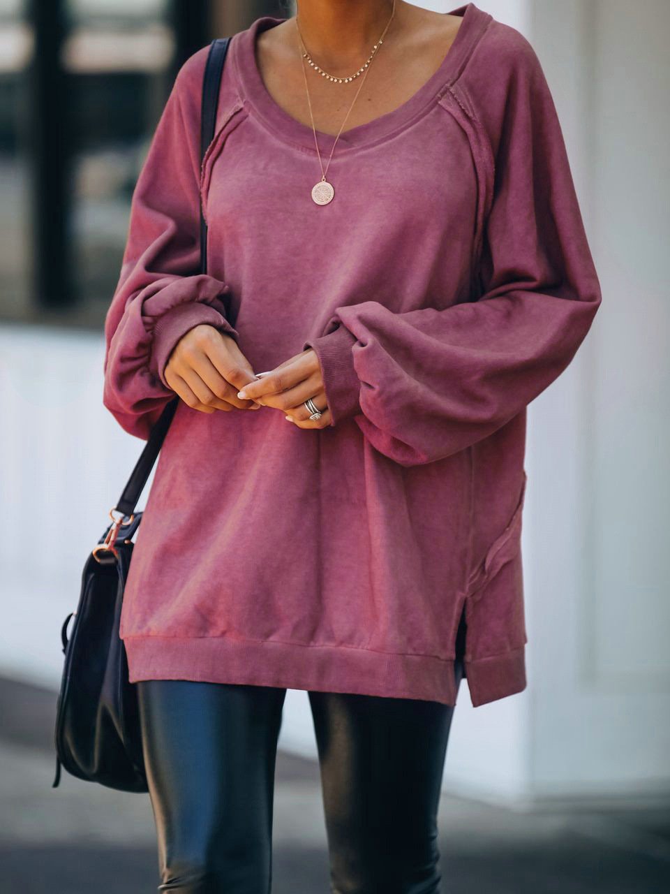 Women's Hoodies Loose Round Neck Open Back Cross Long Sleeve Hoodie - Hoodies - INS | Online Fashion Free Shipping Clothing, Dresses, Tops, Shoes - 02/11/2021 - 20-30 - color-dark_gray