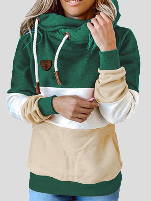 Women's Hoodies Loose Three-Color Stitching Drawstring Long Sleeve Hoody - Hoodies - INS | Online Fashion Free Shipping Clothing, Dresses, Tops, Shoes - 20-30 - 23/11/2021 - color-army_green
