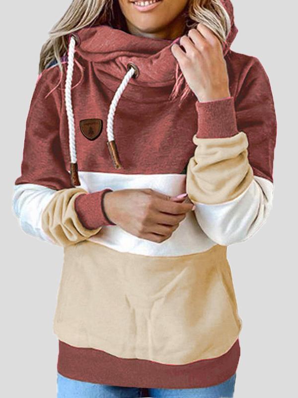 Women's Hoodies Loose Three-Color Stitching Drawstring Long Sleeve Hoody - Hoodies - INS | Online Fashion Free Shipping Clothing, Dresses, Tops, Shoes - 20-30 - 23/11/2021 - color-army_green