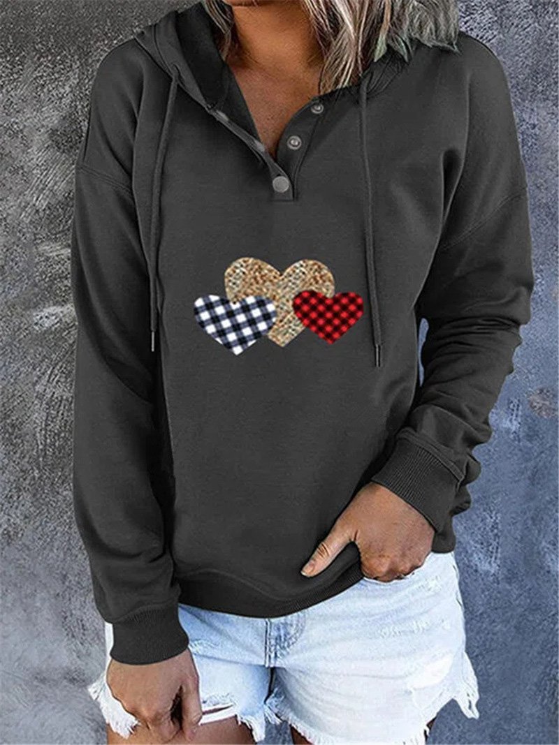 Women's Hoodies Love Print Drawstring Long Sleeve Hoodie - Hoodies - Instastyled | Online Fashion Free Shipping Clothing, Dresses, Tops, Shoes - 10/12/2021 - 20-30 - color-black