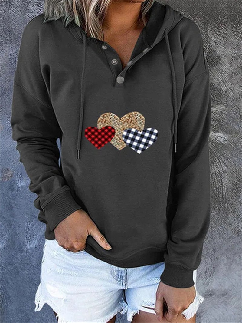 Women's Hoodies Love Print Drawstring Long Sleeve Hoodie - Hoodies - Instastyled | Online Fashion Free Shipping Clothing, Dresses, Tops, Shoes - 10/12/2021 - 20-30 - color-black