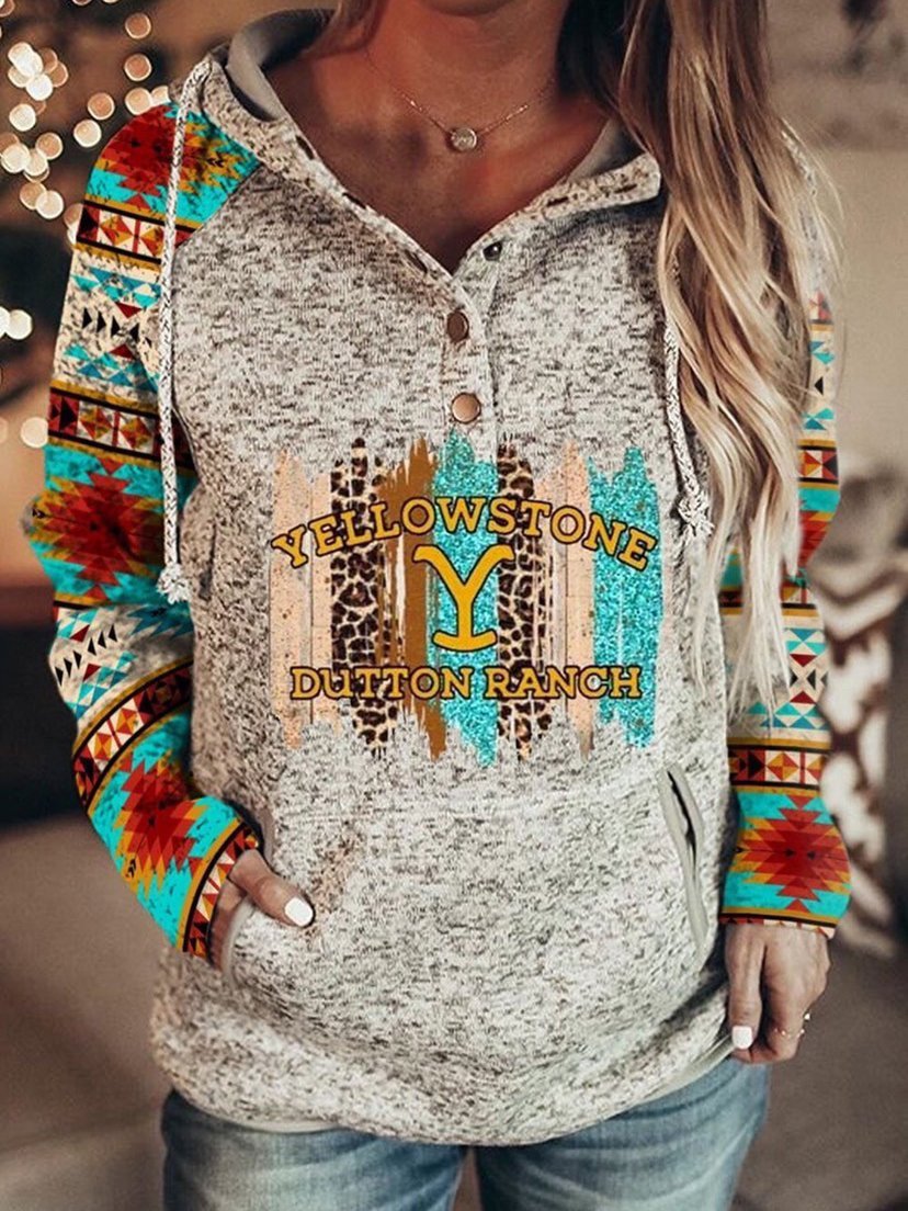 Women's Hoodies Printed Button Pocket Long Sleeve Hoodie - Hoodies - INS | Online Fashion Free Shipping Clothing, Dresses, Tops, Shoes - 16/11/2021 - 20-30 - color-black