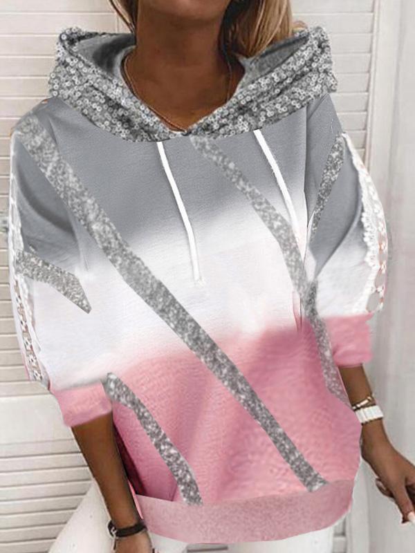 Women's Hoodies Sequin Print Drawstring Long Sleeve Hoody - Hoodies - INS | Online Fashion Free Shipping Clothing, Dresses, Tops, Shoes - 01/12/2021 - 20-30 - color-multi