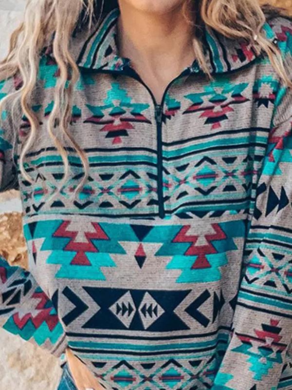 Women's Hoodies Stand Collar Zip Pattern Long Sleeve Hoodie - Hoodies - INS | Online Fashion Free Shipping Clothing, Dresses, Tops, Shoes - 20-30 - 22/10/2021 - color-multi