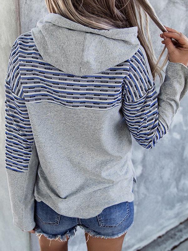 Women's Hoodies Striped Pocket Long Sleeve Casual Hoodie - Hoodies - Instastyled | Online Fashion Free Shipping Clothing, Dresses, Tops, Shoes - 03/12/2021 - 20-30 - color-gray