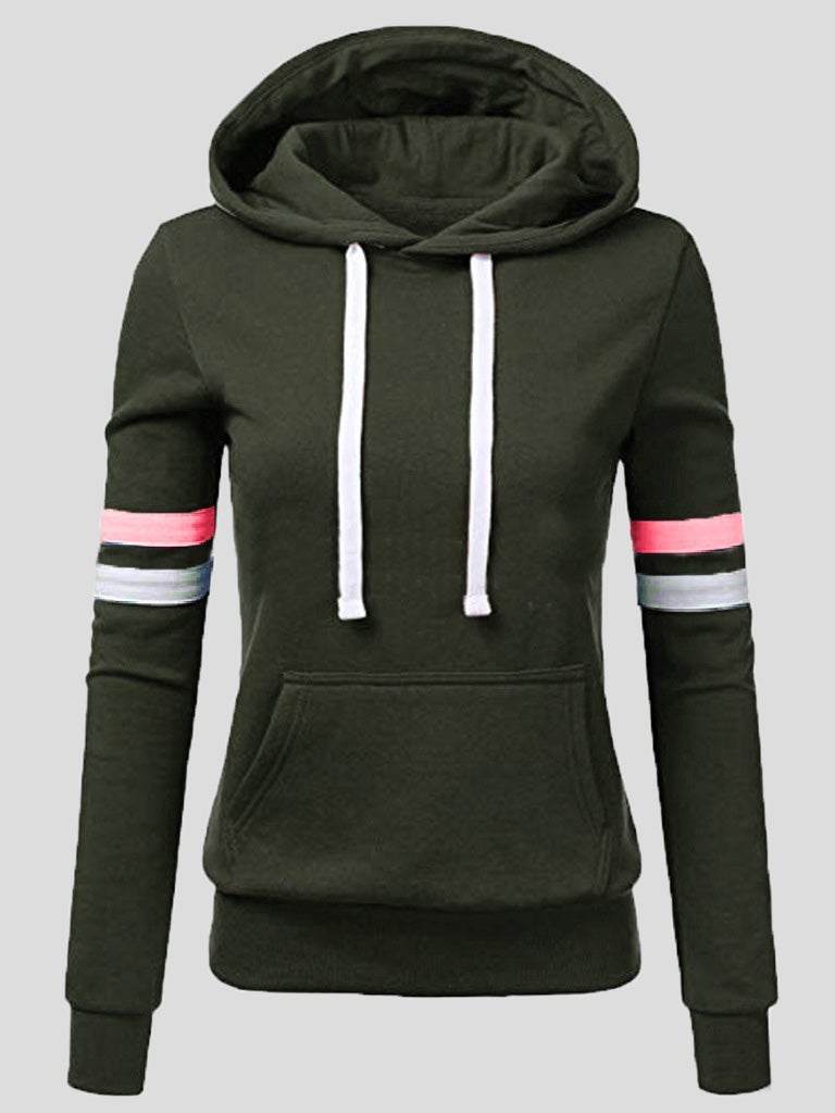 Women's Hoodies Striped Pocket Pullover Long Sleeve Hoodie - Hoodies - Instastyled | Online Fashion Free Shipping Clothing, Dresses, Tops, Shoes - 20-30 - 20/12/2021 - color-army_green