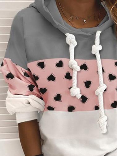 Women's Hoodies Three-Color Stitching Drawstring Long Sleeve Hoody - Hoodies - Instastyled | Online Fashion Free Shipping Clothing, Dresses, Tops, Shoes - 08/12/2021 - 20-30 - color-gray