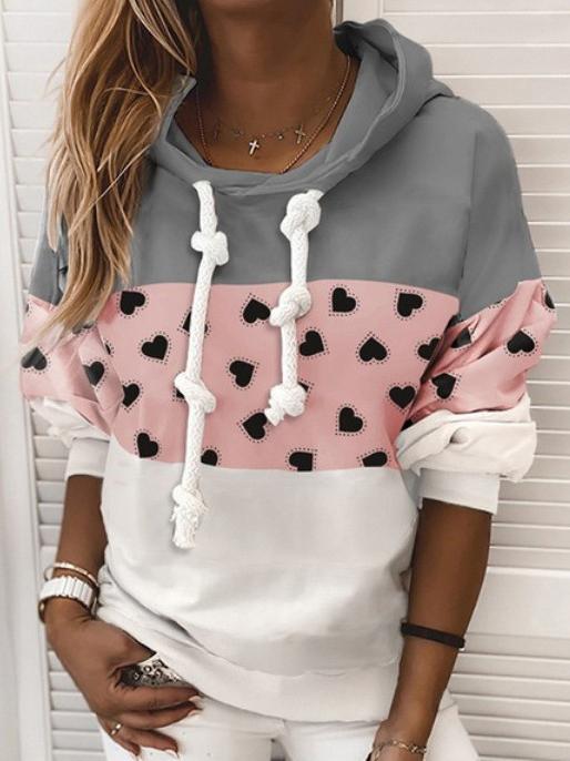 Women's Hoodies Three-Color Stitching Drawstring Long Sleeve Hoody - Hoodies - Instastyled | Online Fashion Free Shipping Clothing, Dresses, Tops, Shoes - 08/12/2021 - 20-30 - color-gray