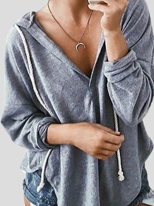 Women's Hoodies V-Neck Long Sleeve Gym Hoody - Hoodies - Instastyled | Online Fashion Free Shipping Clothing, Dresses, Tops, Shoes - 14/01/2022 - 20-30 - color-black