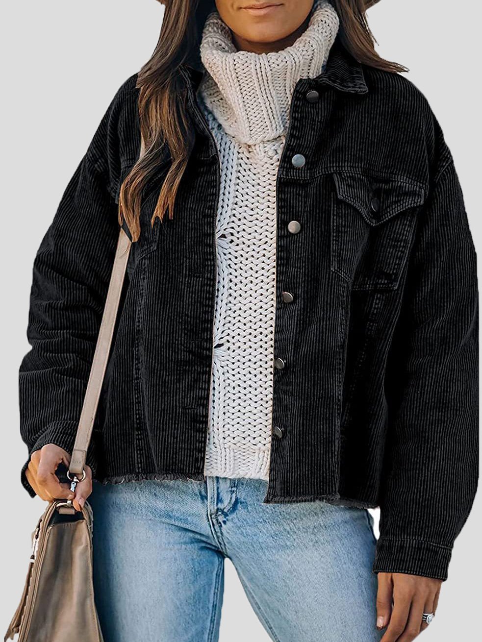Women's Jackets Corduroy Button Loose Long Sleeve Jacket - Coats & Jackets - INS | Online Fashion Free Shipping Clothing, Dresses, Tops, Shoes - 19/10/2021 - 20-30 - Coats & Jackets