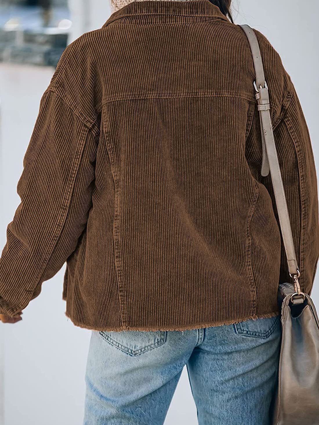 Women's Jackets Corduroy Button Loose Long Sleeve Jacket - Coats & Jackets - INS | Online Fashion Free Shipping Clothing, Dresses, Tops, Shoes - 19/10/2021 - 20-30 - Coats & Jackets